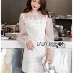 เดรสผ้าทวีดตกแต่งลูกไม้และผ้าออร์แกนซ่า