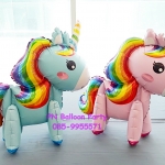 ลูกโป่งโพนี่ยูนิคอร์นสีฟ้า ยืนได้ ม้ายูนิคอร์นในเทพนิยาย Unicorn Foil Balloons