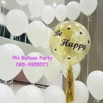 ลูกโป่งใสใส่กระดาษวิ้งและกากเพชรสีทอง ขนาด 16 นิ้ว