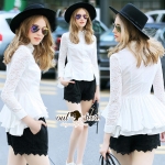 เชิ๊ตทรงสวยสไตล์สาวยุโรปทรงเชิ้ตหน้าสั้นหลังยาว