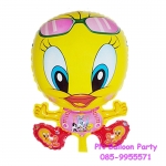ลูกโป่งการ์ตูนรูปนกทวิสตี้คาดแว่น สีเหลือง Twittie lovely Bird Balloon
