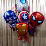 ช่อลูกโป่งซุปเปอร์ฮีโร่ สไปเดอร์แมน ไอออนแมน กัปตันอเมริกา+โล่ จรวด รวม 5 ใบ