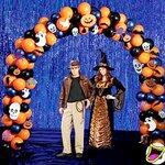 ซุ้มโค้งฮาโลวีนลายสลับ ตกแต่ง ผี ค้างคาว แมงมุม Halloween Balloons colum