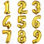 ลูกโป่งตัวเลขอารบิก ขนาด 14 นิ้ว สีทอง Number Foil Balloon Gold Color