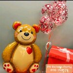 ลูกโป่งน้องหมี+กริตเตอร์ใส วาเลนไทน์ Valentine's bear and heart balloons