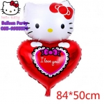 ลูกโป่งคิตตี้ I Love You สีแดง Hello Kitty Head&Heart Foil Balloon ฺRed Color