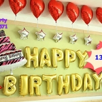 เซ็ตลูกโป่งตัวอักษรวันเกิดพร้อมเค้กสามชั้น Happy Birthday Alphabet Foil Balloon