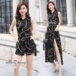 จั๊มสูทขาสั้น+ผ้าคลุม งานเกาหลีผ้าชีฟอง