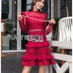 เดรสผ้าลูกไม้สีพาสเทลตกแต่งระบาย