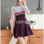 มินิเดรสผ้าลูกไม้ตกแต่งระบายและเลเยอร์