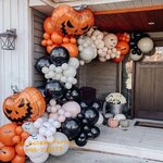 แบลคดรอปฮาโลวีน ค้างคาวดำ 2×3 ม. Backdrop Halloween Balloons