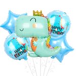 SET 5 ชิ้น ลูกโป่งวันเกิดมังกรไดโนเสาร์ Dinosaur Happy Birthday foil balloons