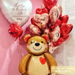 ลูกโป่งน้องหมี+หัวใจ วาเลนไทน์ Valentine's bear and heart balloons