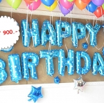 เซ็ตลูกโป่งตัวอักษรวันเกิดสีฟ้า Happy Birthday Alphabet Foil Balloon