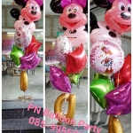 ลูกโป่งช่อหัวมิกกี้เม้าส์ & มินนี่เม้าส์ พร้อมลูกโป่งวันเกิดและดวงดาว