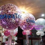 ลูกโป่งกริตเตอร์สีชมพุขนาด 24 นิ้ว พร้อมข้อความ+พู่