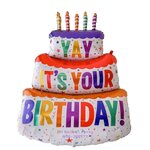 ลูกโป่งวันเกิดเค้ก 3 ชั้น Happy Birthday cake foil Balloons