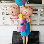 ช่อลูกโป่งแรกเกิด เด็กทารก รถเข็น ขวดนม ฟรีฐานฟรุ้งฟริ๊ง