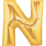 ลูกโป่งตัวอักษร N ขนาด 14 นิ้ว Alphabet Letter Foil Balloon Gold Color