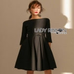 Black Crepe Dress Lady Ribbon เดรสผ้าเครปสีดำ