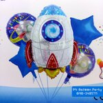 SET 5 ชิ้น ลูกโป่งวันเกิดจรวดอวกาศ Space and star Happy Birthday balloons
