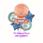 เซ็ตลูกโป่งแรกเกิด วันเกิด New Born เด็กทารกผู้ชายและดาว Infant Baby Boy Birthday Balloons