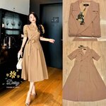 เดรสผ้าคอตตอนเนื้อสวยคอปกสูท