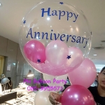 Happy Anniversary ลูกโป่งใสบับเบิ้ลงานอเมริกา ใสแจ๋ว ลอยนาน7-14 วัน พร้อมฐานฟรุ้งฟริ๊ง