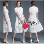 White Lace Dress เดรสผ้าลูกไม้สีขาวตัดต่อเลเยอร์