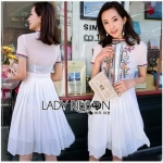 Pleated Chiffon Dress เดรสผ้าชีฟองสีขาว