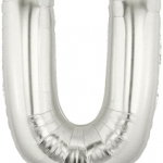 ลูกโป่งตัวอักษร U ขนาด 14 นิ้ว Alphabet Letter Foil Balloon Silver Color