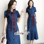 แม็กซี่เดรสยีน เนื้อผ้ายีนนิ่มใส่สบาย