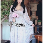 Dress เดรสผ้าชีฟองพิมพ์ลายดอกไม้ตกแต่งระบายสไตล์เฟมินีน