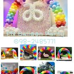 ซุ้มโค้งสายรุ้ง ก้อนเมฆ ท้องฟ้า Rainbow cloud sky style Balloons colum