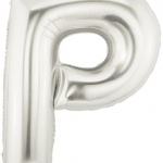 ลูกโป่งตัวอักษร P ขนาด 14 นิ้ว Alphabet Letter Foil Balloon Silver Color