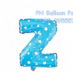 ลูกโป่งตัวอักษรสีฟ้า Z ขนาด 14 นิ้ว Alphabet Letter Foil Balloon Blue Color