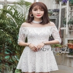 Lady Ribbon Sara White Lace Dress ขายเดรส