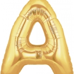 ลูกโป่งตัวอักษร A ขนาด 14 นิ้ว Alphabet Letter Foil Balloon Gold Color