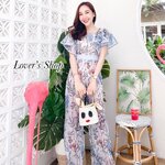 จั้มสูททรงน่ารักแจนระบายผ้าแก้ว