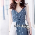 Two-Tone Striped Twisted Lady Ribbon Dress