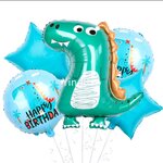SET 5 ชิ้น ลูกโป่งวันเกิดไดโนเสาร์ Dinosaur Happy Birthday foil balloons
