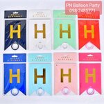 ป้ายธงวันเกิดสีฟ้า ธงราววันเกิด ป้ายแบรนเนอร์ Happy Birthday Party Flag Branner