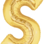 ลูกโป่งตัวอักษร S ขนาด 14 นิ้ว Alphabet Letter Foil Balloon Gold Color