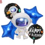 SET 5 ชิ้น ลูกโป่งวันเกิดจรวดอวกาศ Space and star Happy Birthday balloons