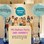 ลูกโป่งทรงกลมสีฟ้า ขนาด 30 นิ้ว พร้อมชื่อ+สายพู่