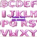ลูกโป่งตัวอักษรสีชมพู ขนาด 14 นิ้ว Alphabet Letter Foil Balloon Pink Color