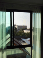 หน้าต่างมุ้งลวดบานเลื่อน อลูมิเนียมสีดำ