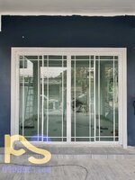 ประตูหน้าบ้านบานเลื่อนกระจกอลูมิเนียมคาดลายลูกฟักสไตล์ยุโรป