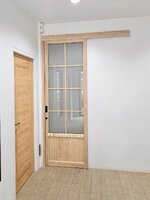 ประตูห้องบานเลื่อนอลูมิเนียมลายไม้มูจิสไตล์ญี่ปุ่น