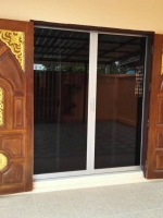 ประตูบานเลื่อนกระจกอลูมิเนียมพร้อมบานตายใช้กระจกเงา